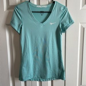 Turquoise nike pro womens athletic shirt
